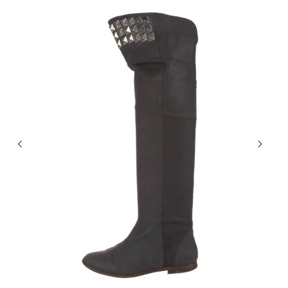 Womens Candela NYC Black Suede Studded Accents Over-the Knee Boots 8 - Picture 1 of 16